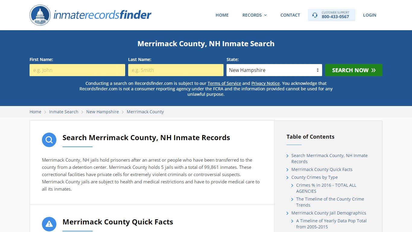 Merrimack County, NH Inmate Lookup & Jail Records Online